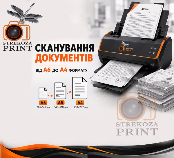 Сканирование документов А6-А4 формат 300 пикселей